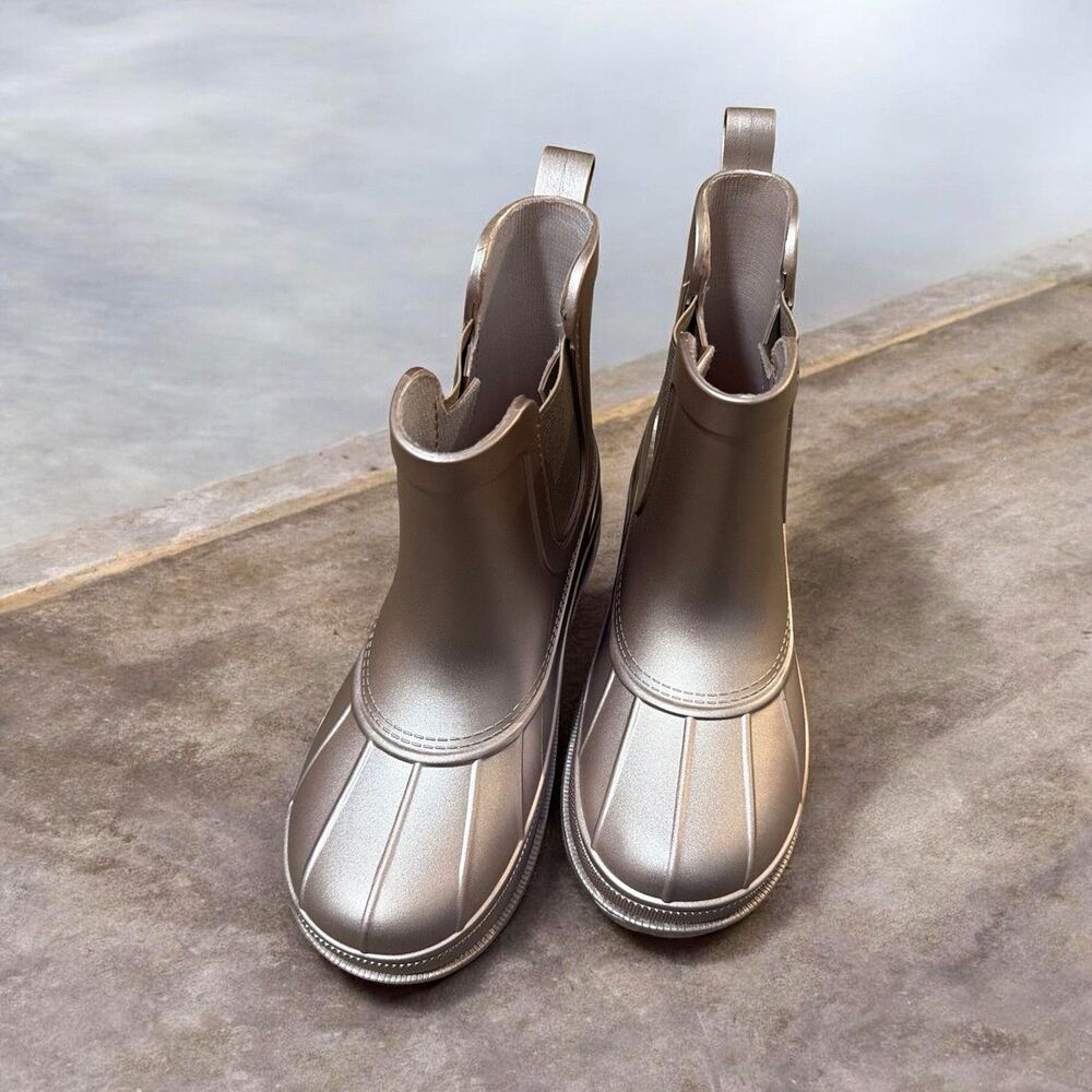 Sperry Balance Waterproof Rain Boot Pull-On Ankle Taupe Kids 1 M Rose Gold